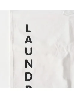 Wäschebeutel "Laundy" in Weiß/ Schwarz - (H)65 cm