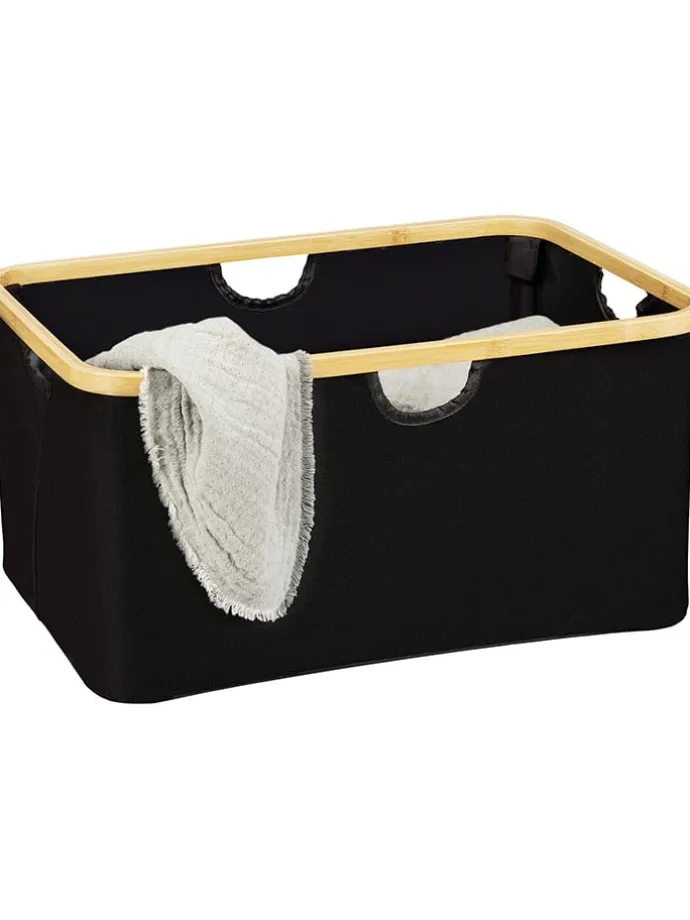 Wäschekorb "Ecori" in Schwarz - (B)54 x (H)26 x (T)36 cm