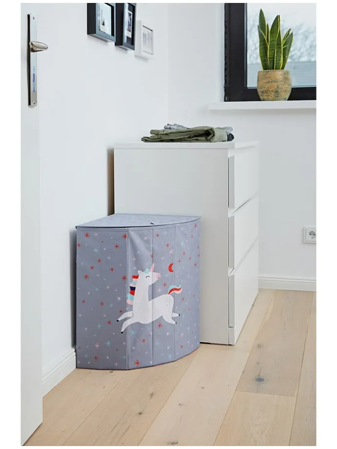 Wäschekorb "Einhorn" in Grau - (B)35 x (H)50 x (T)35 cm