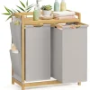 Wäschekorb in Hellgrau/ Hellbraun - (B)63 x (H)78 x (T)33 cm