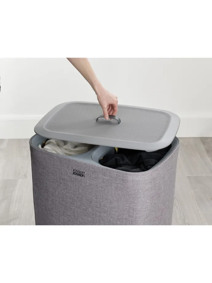 Wäschekorb "Tota" in Grau - 2x 45 l
