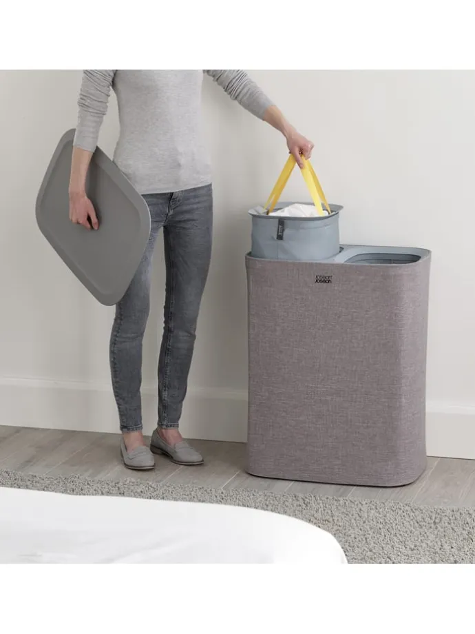 Wäschekorb "Tota" in Grau - 2x 45 l