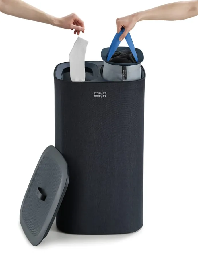 Wäschekorb "Tota" in Schwarz - 2x 30 l
