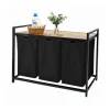 Wäschesammler in Schwarz/ Natur - (B)109,5 x (H)73,5 x (T)33 cm