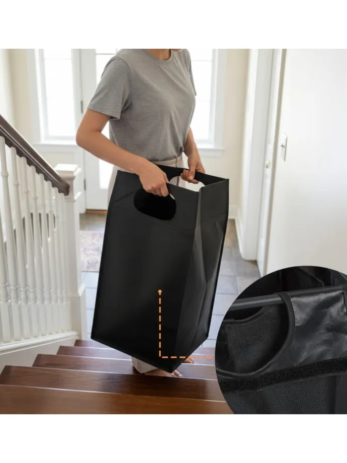 Wäschesammler in Schwarz/ Natur - (B)109,5 x (H)73,5 x (T)33 cm