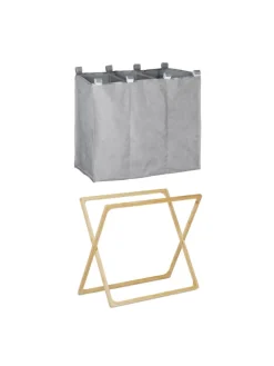 Wäschesortierer in Grau/Natur - 3x 28 l