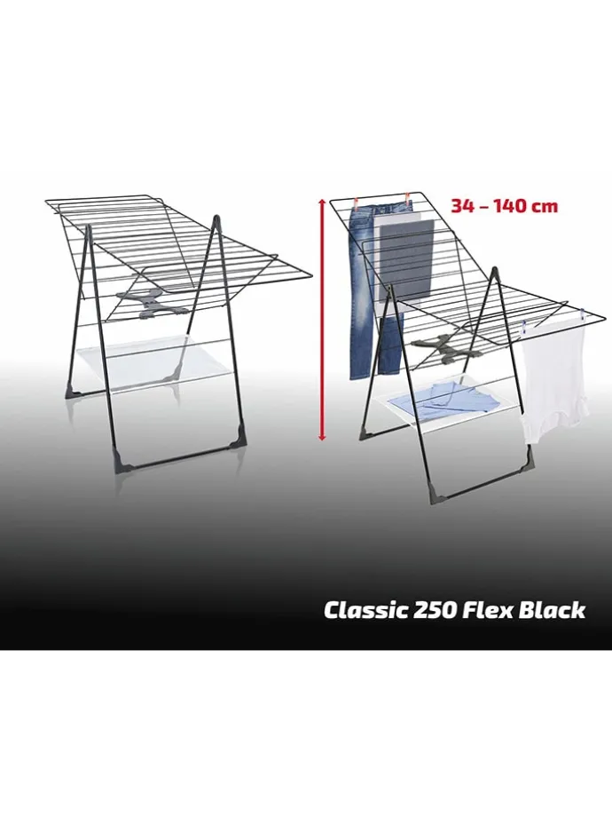 Wäscheständer "Classic 250 Flex" in Schwarz - (B)151 x (H)94 cm