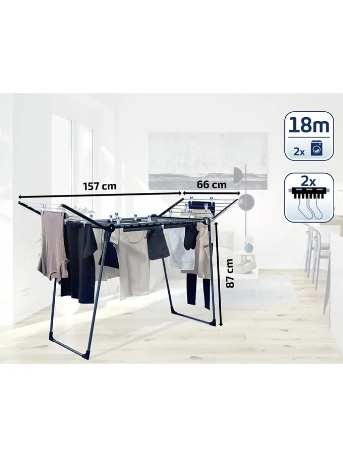 Wäscheständer "Pegasus 180" in Anthrazit - (B)157 x (H)66 x (T)87 cm