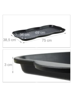 3x Schuhabtropfschale in Schwarz - (B)75 x (H)3 x (T)38 cm