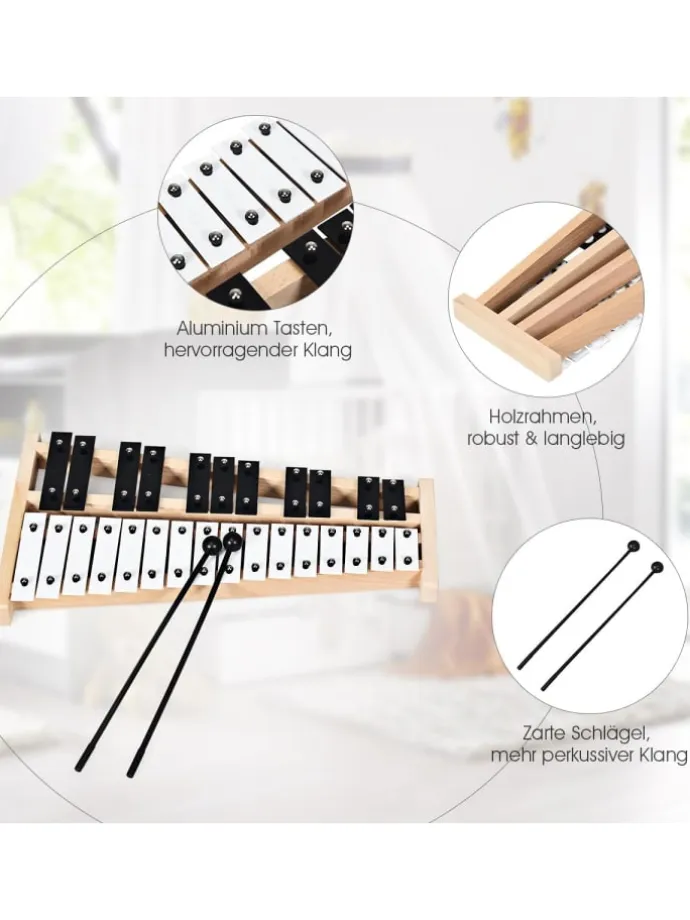Xylophon 27 Noten Glockenspiel in Schwarz