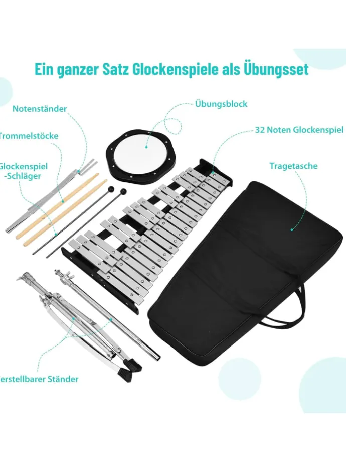 Xylophon 32 Tönen Glockenspiel in Schwarz