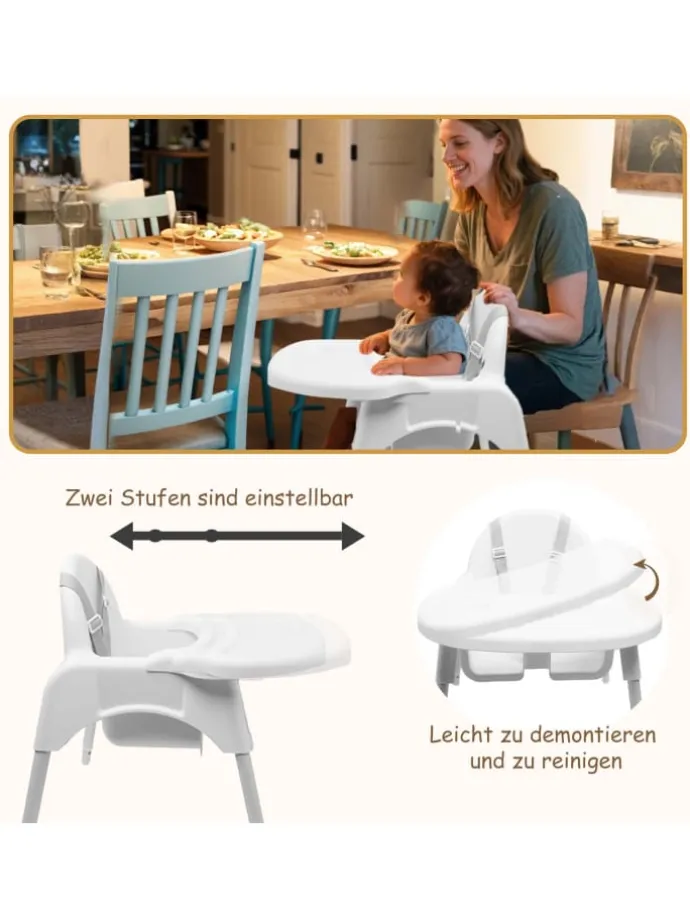 Yalion Hochstuhl für Babys, höhenverstellbar, abnehmbares Tablett