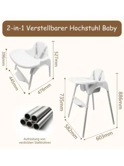 Yalion Hochstuhl für Babys, höhenverstellbar, abnehmbares Tablett