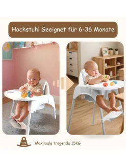 Yalion Hochstuhl für Babys, höhenverstellbar, abnehmbares Tablett