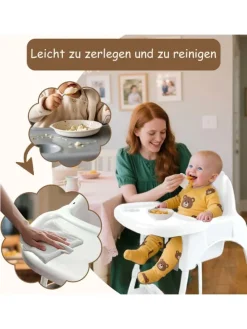 Yalion Hochstuhl für Babys, höhenverstellbar, abnehmbares Tablett