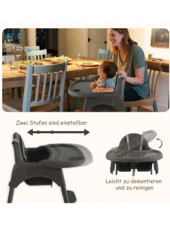 Yalion Hochstuhl für Babys, höhenverstellbar, abnehmbares Tablett