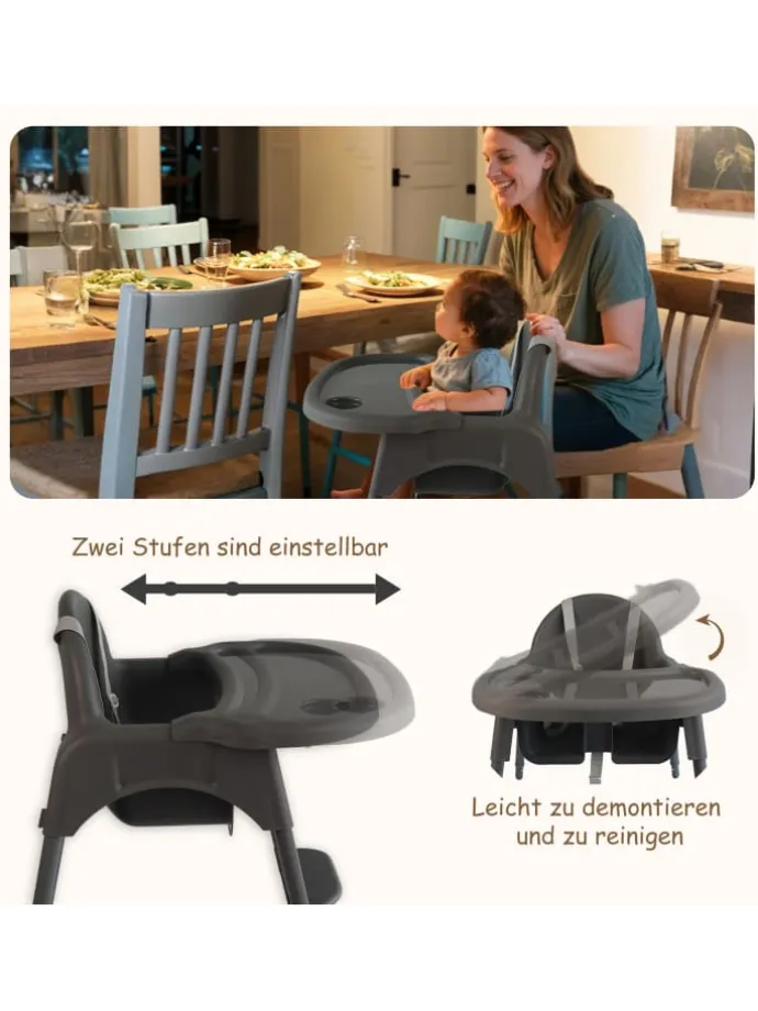 Yalion Hochstuhl für Babys, höhenverstellbar, abnehmbares Tablett