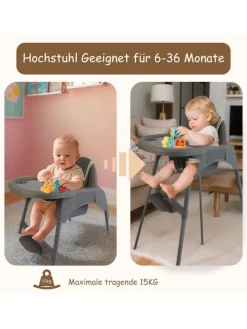 Yalion Hochstuhl für Babys, höhenverstellbar, abnehmbares Tablett