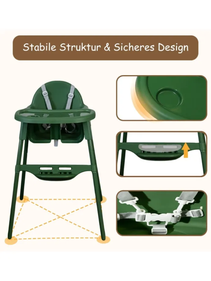 Yalion Hochstuhl für Babys, höhenverstellbar, abnehmbares Tablett