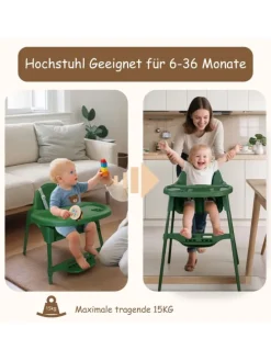 Yalion Hochstuhl für Babys, höhenverstellbar, abnehmbares Tablett