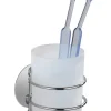 Zahnputzbecher in Silber/ Weiß - (B)7,5 x (H)10 x (T)9 cm