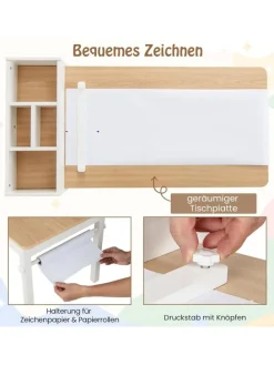 Zeichentisch mit 2 Stühlen ab 3 Jahren in Hellbraun