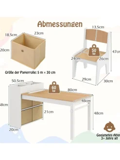 Zeichentisch mit 2 Stühlen ab 3 Jahren in Hellbraun