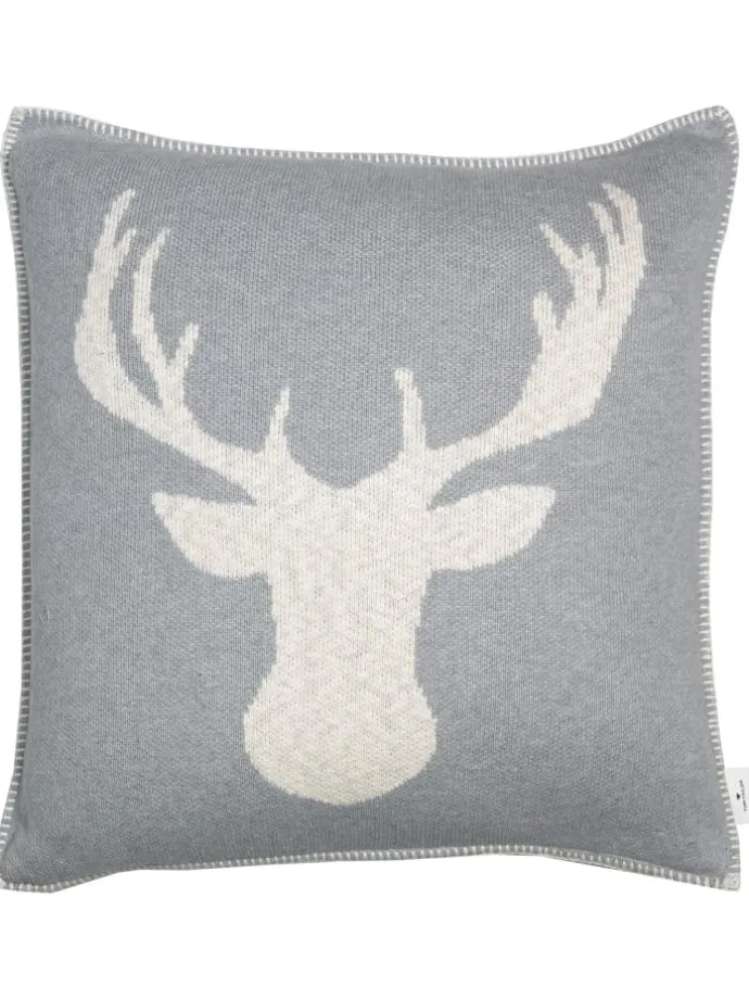 Zierkissenhülle KNITTED REINDEER HEAD in Grau