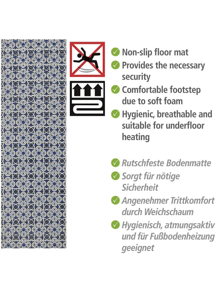 Zuschneidbarer Teppich "Mosaic" in Blau - (L)200 x (B)65 cm
